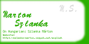 marton szlanka business card